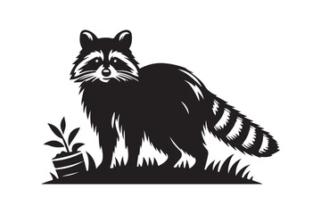 Raccoon Silhouette Vector Animal Illustration 