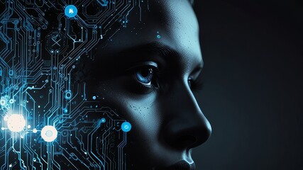 A futuristic digital silhouette of artificial intelligence technologie