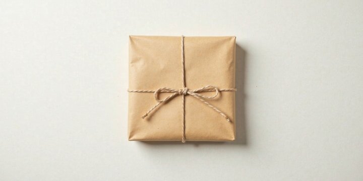 A Simply Wrapped Package Ready for Delivery, Tied with Rustic Twine, Shows a Minimalist Approach to Gift Presentation