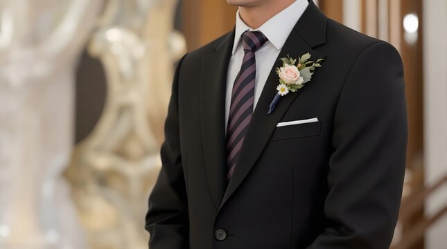 Confident Groom in a Formal Suit / フォーマルなスーツを着た自信に満ちた新郎