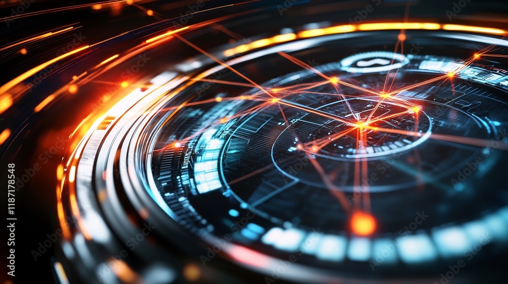 Poster response time depicted glowing streaking beams of light connecting distant points a futuristic stopw