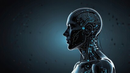 A futuristic digital silhouette of artificial intelligence technologie