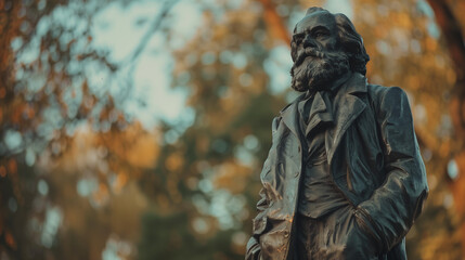 Karl Marx Monument. Statue of German philosopher Karl Marx in Saxony. German revolutionary socialist. Radical political theorist. Nischel, designed by Lev Kerbel. 