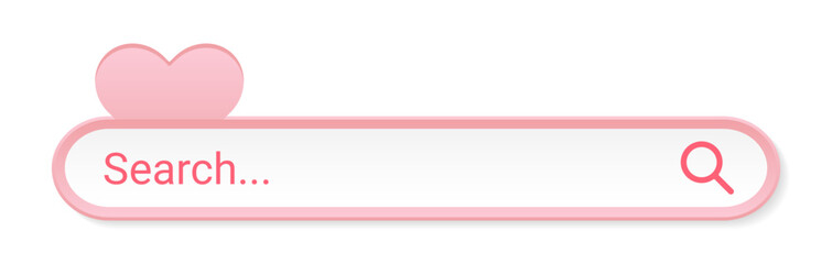 Search bar internet browser with Romantic love style. Pink address text field web on white background