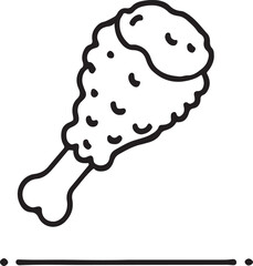 Crispy Chicken Leg Line Art for Food Illustrations