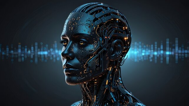 A futuristic digital silhouette of artificial intelligence technologie
