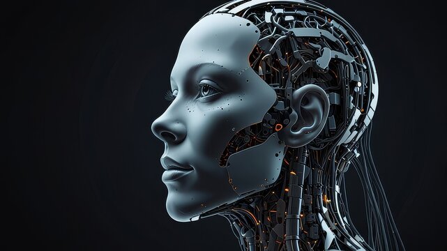 A futuristic digital silhouette of artificial intelligence technologie