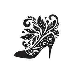 Black Color Woman Shoe silhouette design Vector Illustration, Solid White Background 21.eps