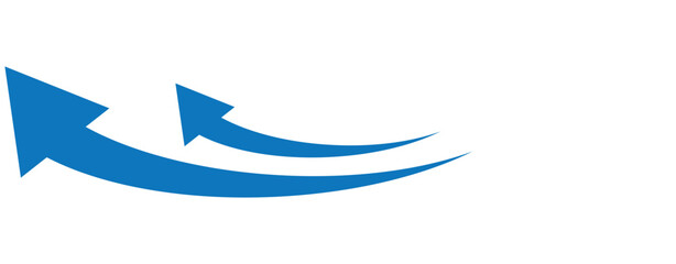 Set of long blue curve arrow icon vector . blue curve arrow icon set. long arrow icon set. curve arrow vector illustration. 