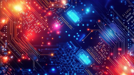 Obraz premium Abstract Futuristic Background with Technology and Colorful Lines