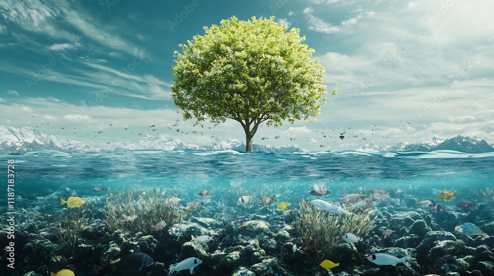 Aufkleber realistic rendering of corporate social responsibility program showcasing sustainability initiatives