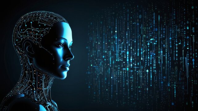 A futuristic digital silhouette of artificial intelligence technologie