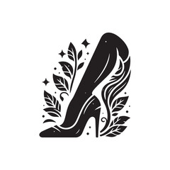 Black Color Woman Shoe silhouette design Vector Illustration, Solid White Background 33.eps