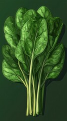 Fototapeta premium Fresh organic spinach bunch isolated on white background high-quality studio lighting vibrant colors