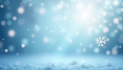 Fototapeta premium Beautiful winter background with snowflakes and a soft blue ambiance.