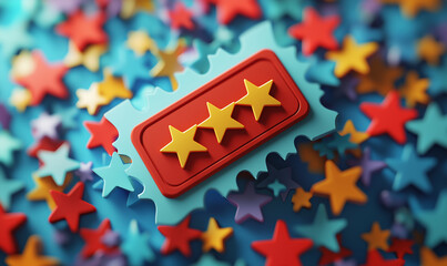 Celebrating success in the music industry star ratings and awards vibrant environment colorful background creative concept