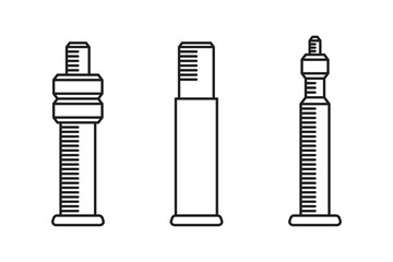 Nipple tire inflation types - icons in thin line