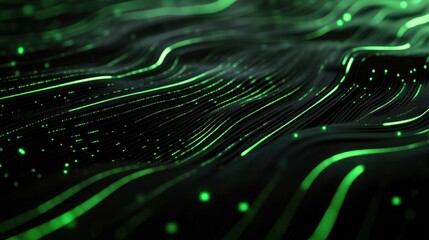 Abstract Green Digital Waveform Background Illustration: Futuristic Technology Design