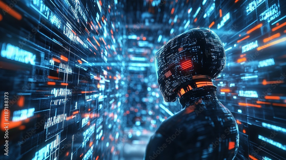 Poster 3d rendering of artificial intelligence in a digital environment