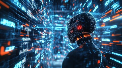 Fototapeta premium 3D rendering of artificial intelligence in a digital environment