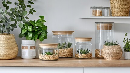 Modern Kitchen Decor with Stylish Glass Jars