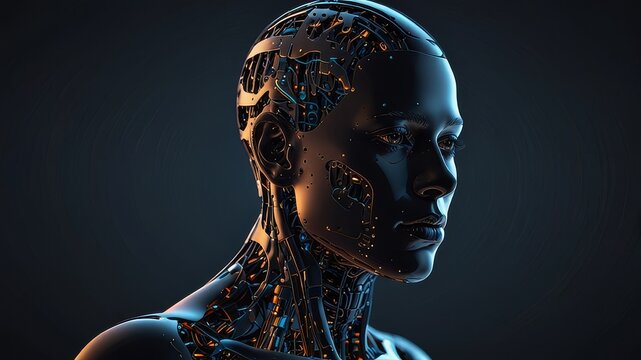 A futuristic digital silhouette of artificial intelligence technologie