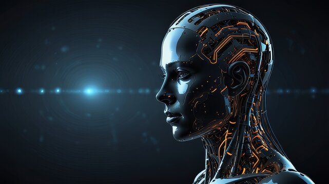 A futuristic digital silhouette of artificial intelligence technologie
