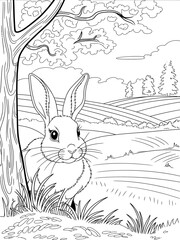 happy easter, easter bunny coloring page. printable. vol 1.