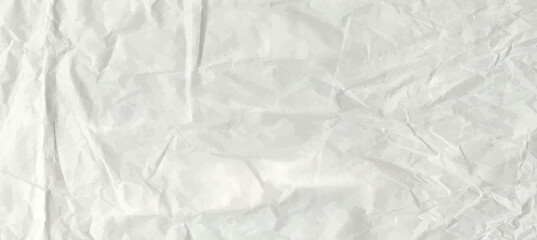 Crumpled grey paper texture. Abstract light blue background with wrinkled cardboard texture. Vector illustration horizontal crumpled empty white paper template for posters and banners.