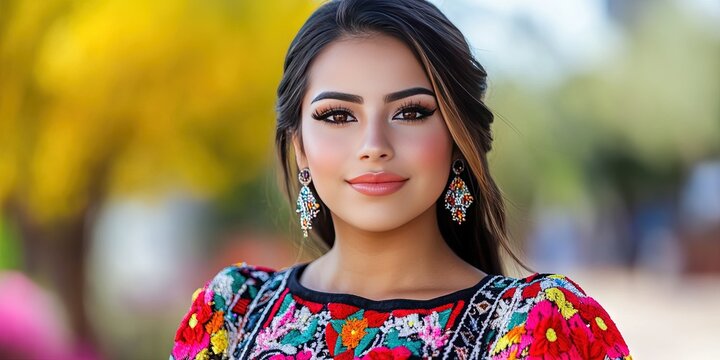 Mexican wpman in traditional outfit attire