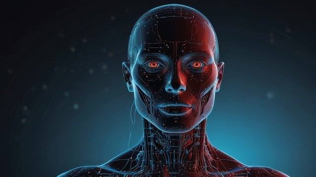 A futuristic digital silhouette of artificial intelligence technologie