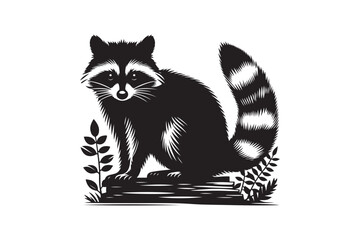 Raccoon Silhouette Vector Animal Illustration 