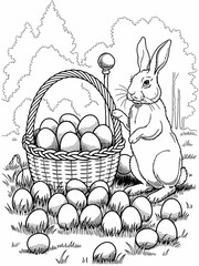 happy easter, easter bunny coloring page. printable. vol 1.