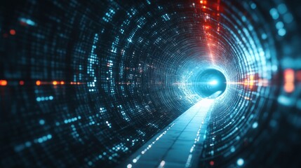 Obraz premium Digital Tunnel: A Journey Through Cyberspace Illuminated Path to the Future of Technology