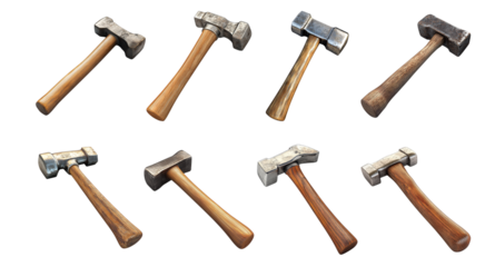 Pack Hammer with a Wooden Handle, set Against a Transparent Background, Perfect for Tool Photography, DIY Projects, and Hardware Marketing