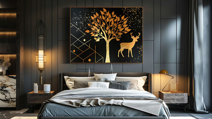 opulent leaves and a contemporary canvas wall frame
