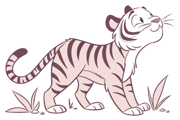 An image of a cute tiger standing against a white background