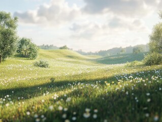 Fototapeta premium Peaceful Sunlit Meadow