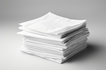 Stacked sheets of crumpled paper creating an artistic display on a neutral background