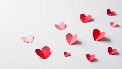 Paper Hearts on White, Valentines Day, Love Concept, Minimal
