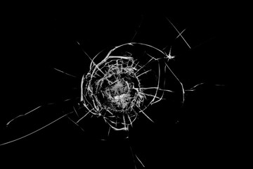 Texture of broken glass on a black background