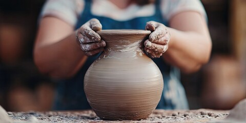 woman taking pottery class