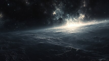 Cosmic Landscape: An Exoplanet's Dawn Under a Starry Sky