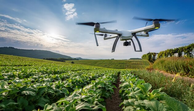 Drones monitor agricultural fields and crops, enhancing efficiency through automated inspections in rural areas during daylight hours