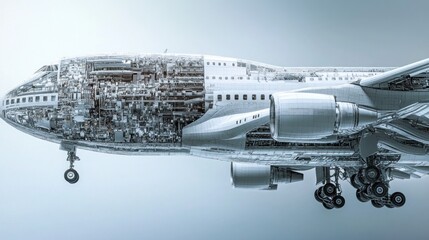 Detailed Cross-Section of a Modern Airplane Jet Engine Design and Mechanics