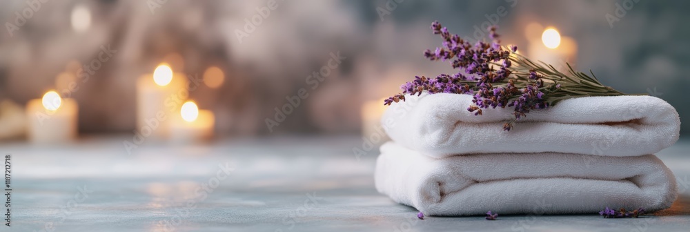 Aufkleber soft white towels adorned with fragrant lavender create a tranquil spa atmosphere, enhanced by the w