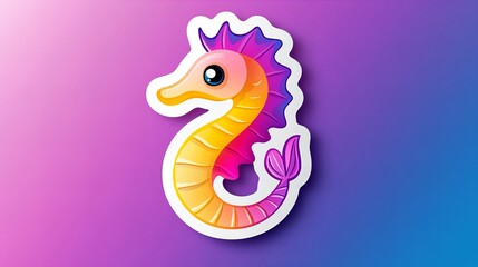 Fototapeta premium Adorable cartoon seahorse sticker design. Vibrant colors and playful style.