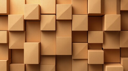 Abstract Arrangement of Brown Boxes on a Textured Surface
