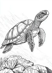 Fototapeta premium Sea Turtles Coloring Pages