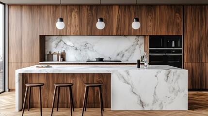 Compact yet functional kitchen with white cabinets, granite countertops, and modern appliances, copy space